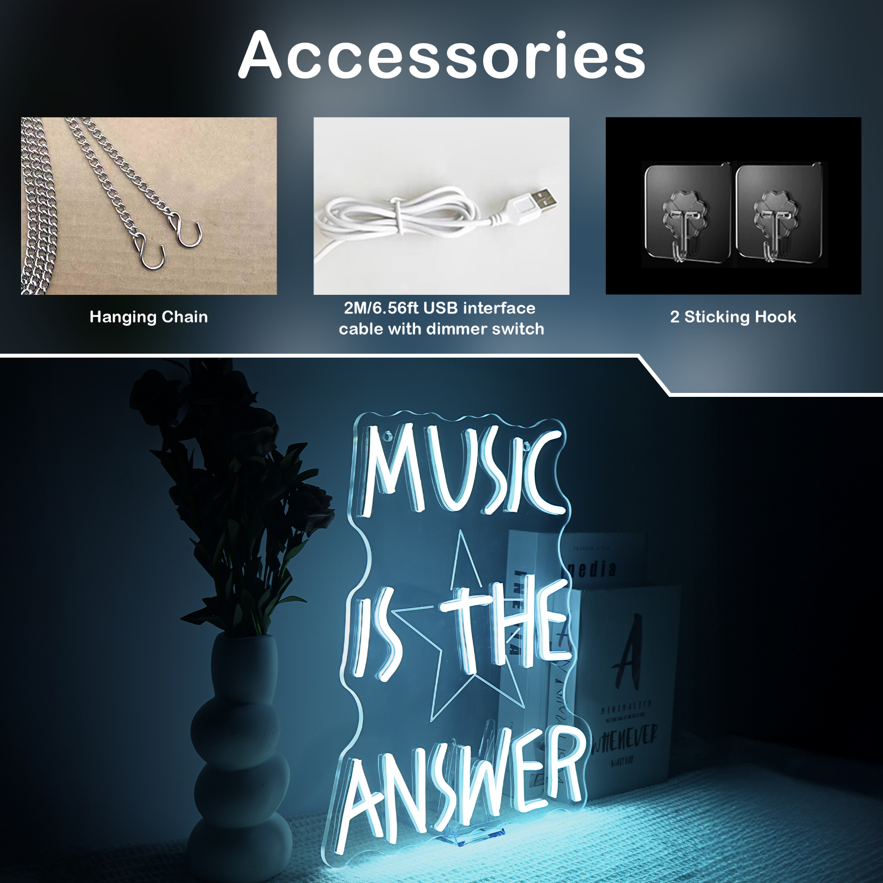 Music Is The Answer Neon Sign  - Home Bar Word reseña y precio