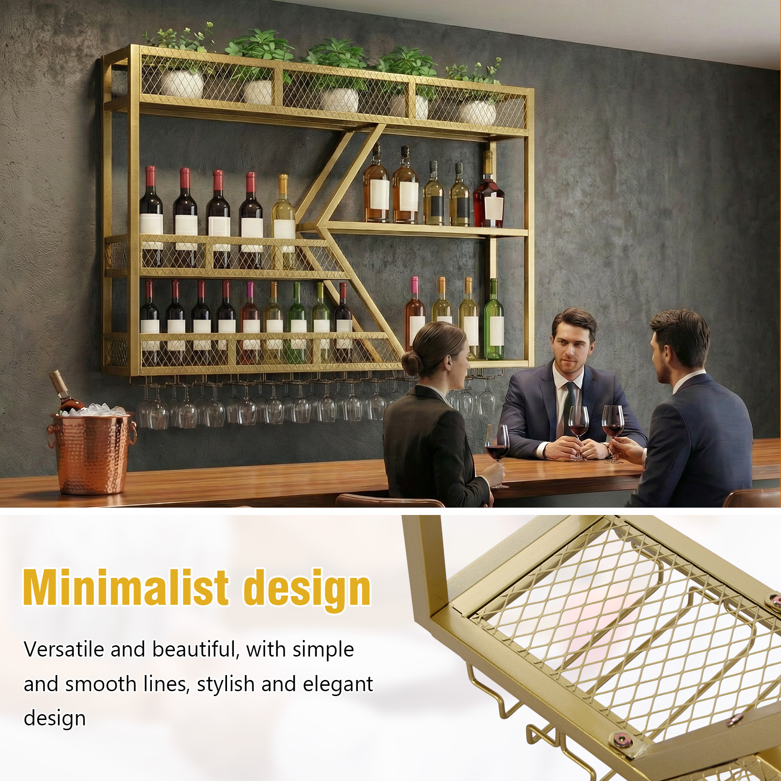 39in 3-Tiers Floating Bar Shel - Home Bar Shelves reseña y precio