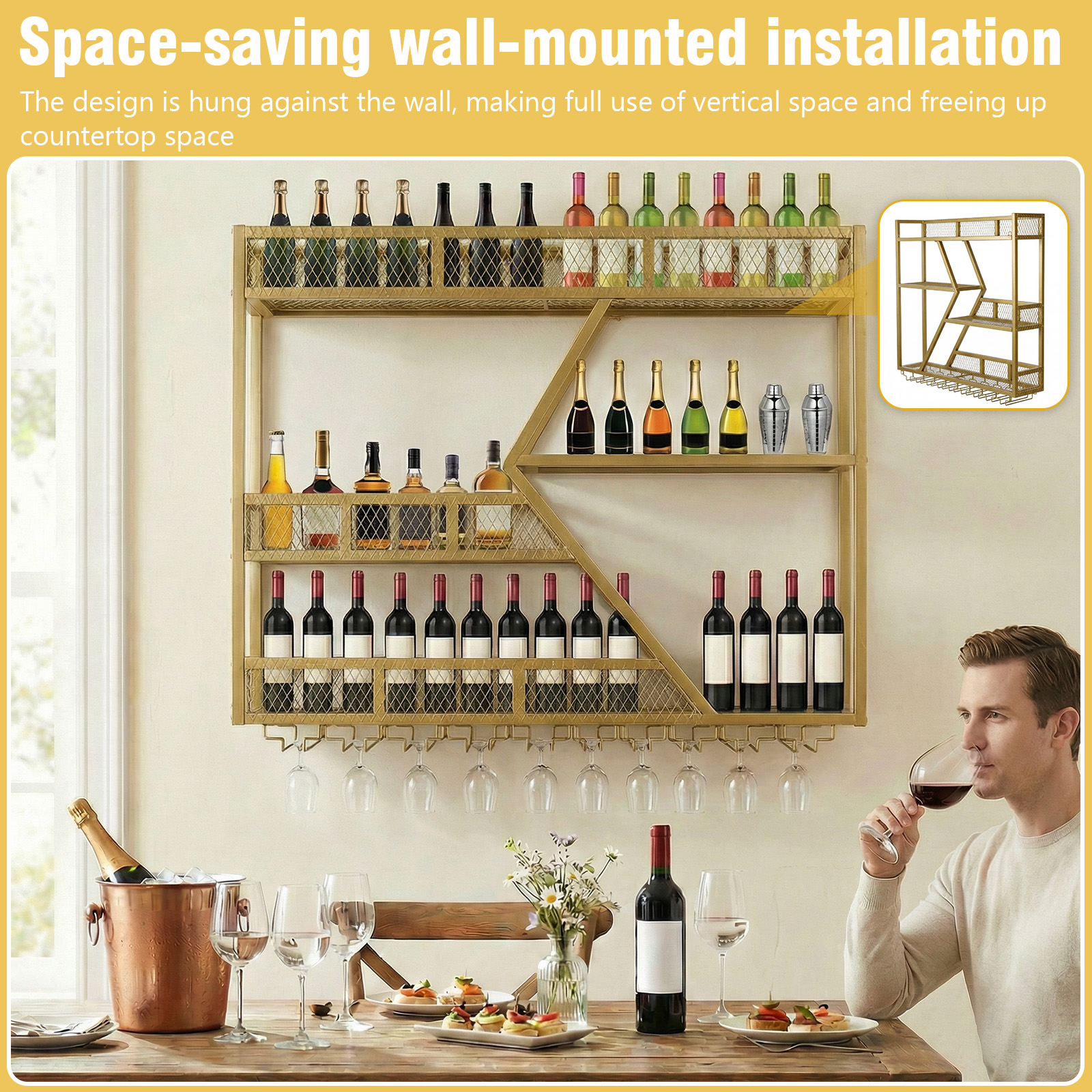 39in 3-Tiers Floating Bar Shel - Home Bar Shelves reseña y precio