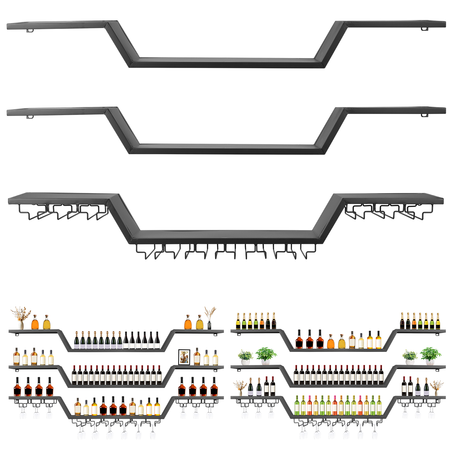 140x20cm Wall-Mount LED Wine R - Home Bar Shelves reseña y precio