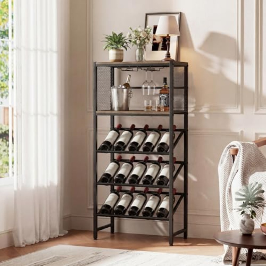 Corner Wine Rack with Glass Ho - Home Bar Shelves reseña y precio