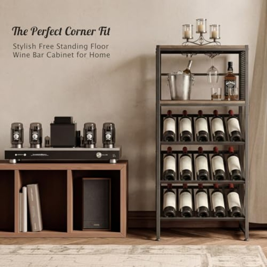 Corner Wine Rack with Glass Ho - Home Bar Shelves reseña y precio