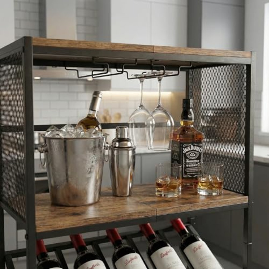 Corner Wine Rack with Glass Ho - Home Bar Shelves reseña y precio