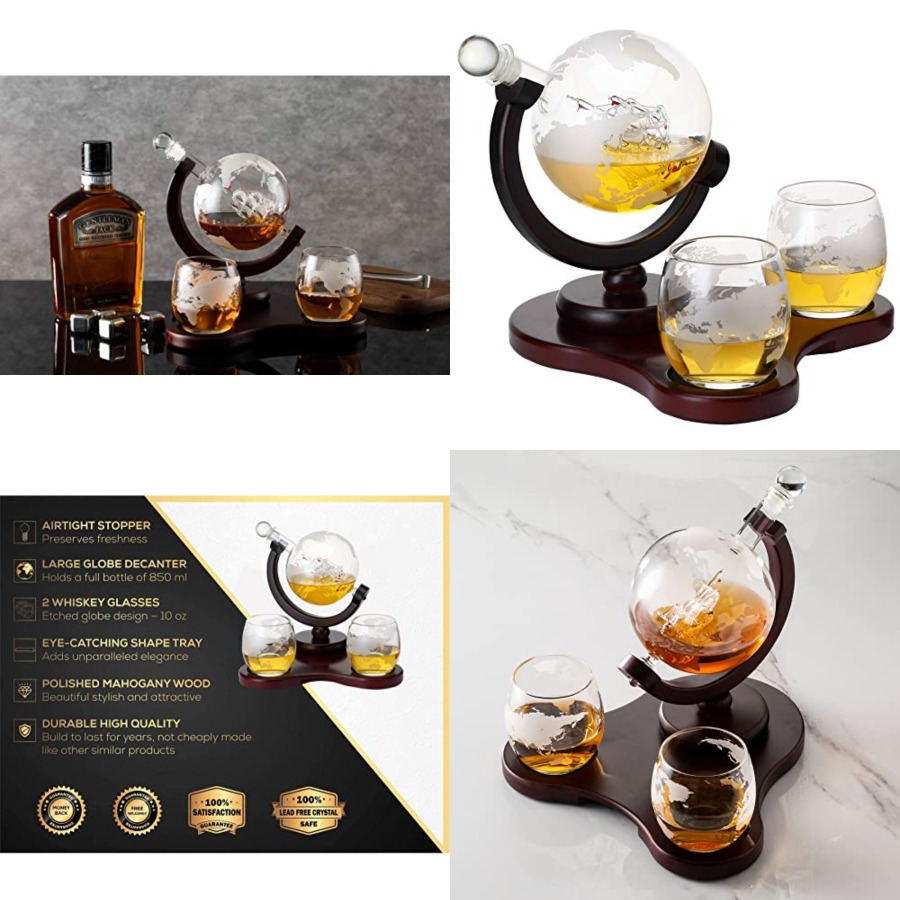 Whiskey Globe Decanter Set wit - Decanter Globe Set reseña y precio