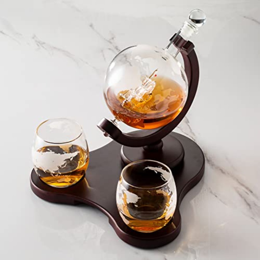Whiskey Globe Decanter Set wit - Decanter Globe Set reseña y precio