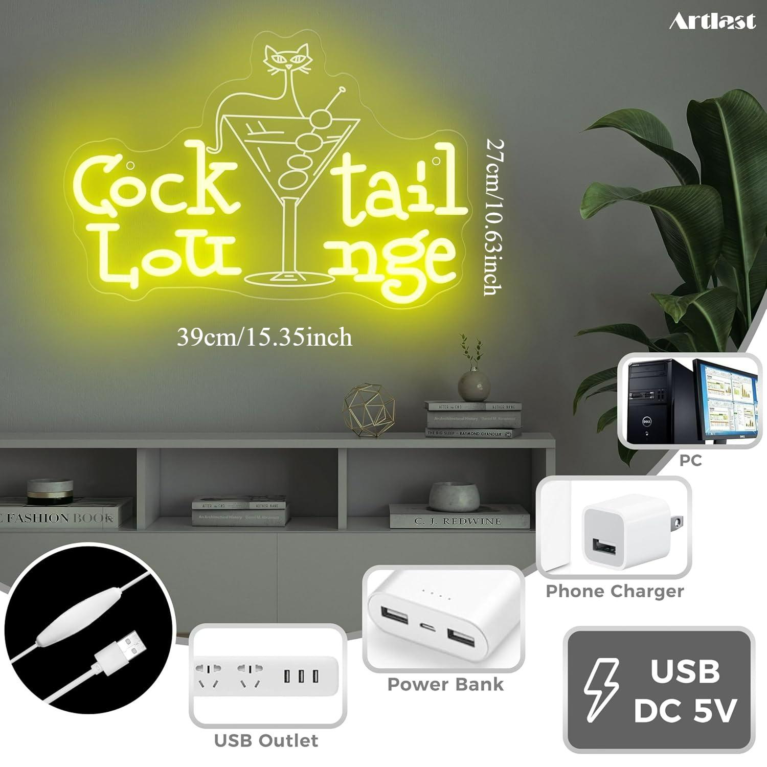 Cocktail Lounge Neon Sign Dimm - Home Bar Signs reseña y precio